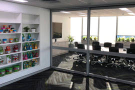 Office boardroom design with product showcase