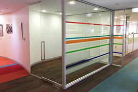 colourful glass office wall