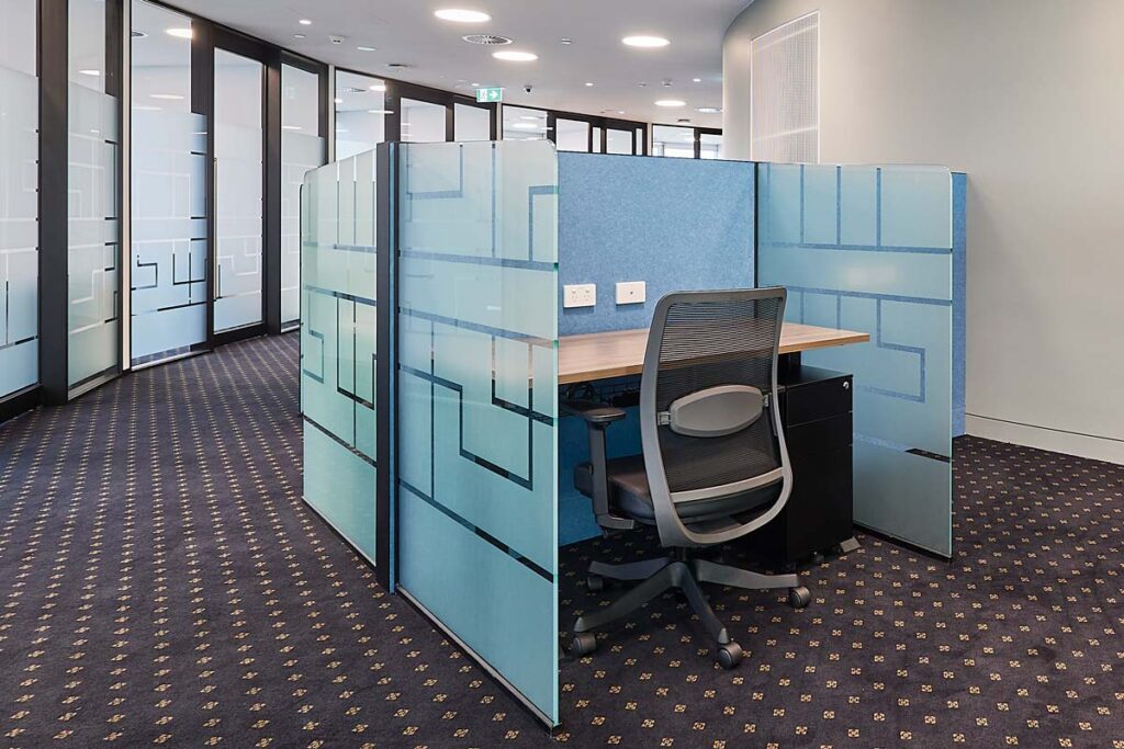 glass workstation cubicle