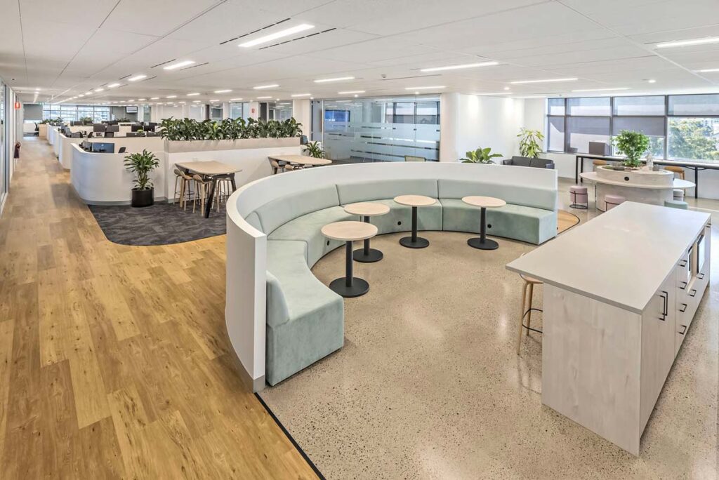 open plan curved breakout area