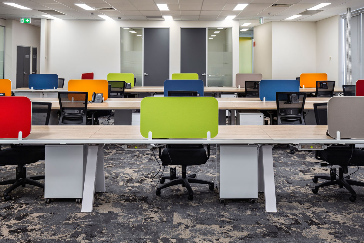 colourful workstation partitions